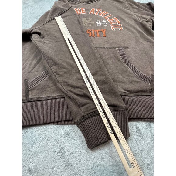 Old Navy Surplus Riverside Mens XL Brown Athletic Varsity Hoodie Thrashed Preppy - Picture 6 of 10